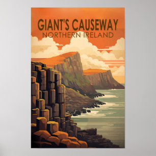 Poster Chaussée des Géants Irlande du Nord Voyage Vintage