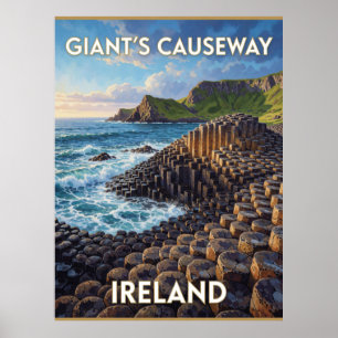 Poster Chaussée des Géants Irlande Paysage de roches hexa