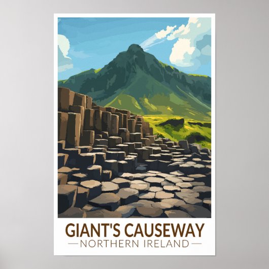 Poster Chaussée du Géant Illustration d'Irlande du Nord (Devant)