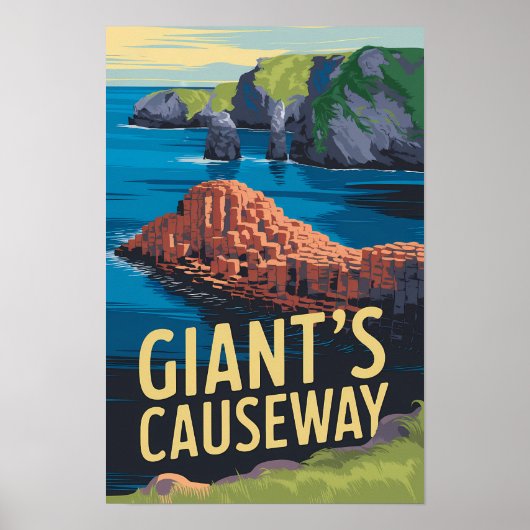 Poster Chaussée du Géant Irlande Voyage Art Rétro (Devant)