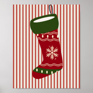 Poster Chaussette de Noël rouge