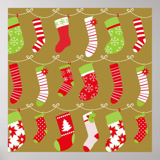 Poster Chaussettes d'hiver rétro de Noël (Devant)