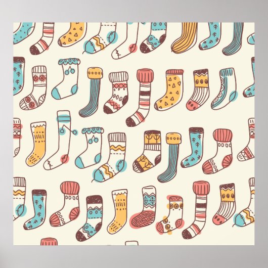 Poster Chaussettes Doodle mignonnes : Simplicité scandina (Devant)