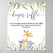 Poster Chaussure de tombola joli safari animaux verdure (Devant)