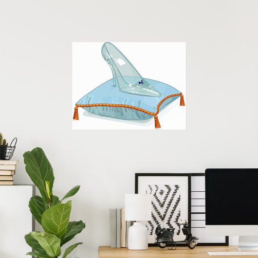 Poster Chaussure En Verre Sur Un Coussin (Bureau à domicile)
