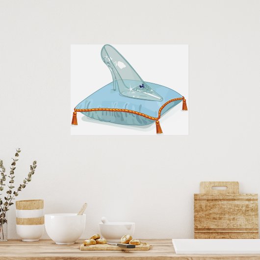 Poster Chaussure En Verre Sur Un Coussin (Cuisine)