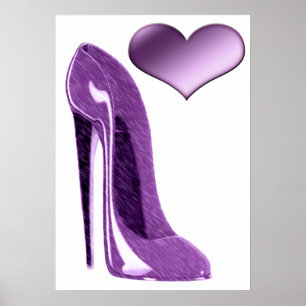 Poster Chaussure et coeur stylets lilas succulents P de