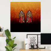 Poster Chaussure RED BOTTOMS talons hauts en LEOPARD (Bureau à domicile)