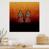 Poster Chaussure RED BOTTOMS talons hauts en LEOPARD (Cuisine)