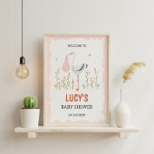 Poster Chaussure rose Aquarelle Bébé fille Douche