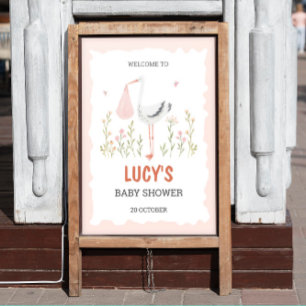 Poster Chaussure rose Aquarelle Bébé fille Douche