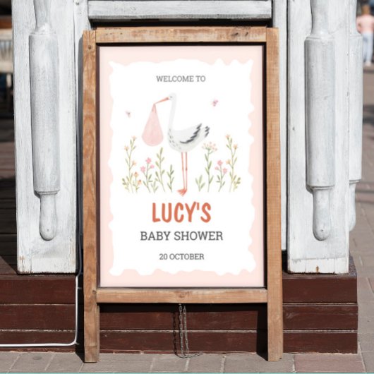 Poster Chaussure rose Aquarelle Bébé fille Douche