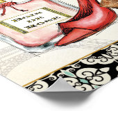 Poster Chaussure rouge, Bouteille de parfum et Poudre rou (Coin)