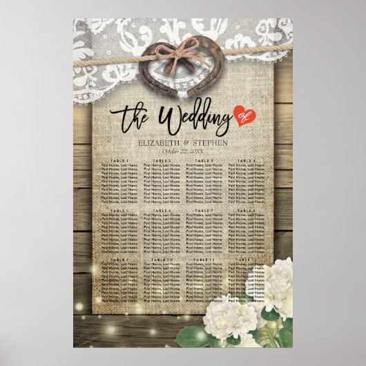 Poster Chaussures à cheval Cartes de sièges Mariage en bo (Devant)