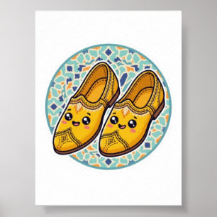 Poster Chaussures Belgha Jaunes Marocaines Kawaii Mignonn
