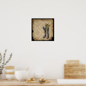 Poster Chaussures de cow-boy fleur sauvage occidental Dam (Cuisine)