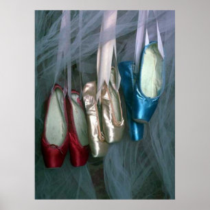 Poster Chaussures d'orteil de ballet dans trois couleurs