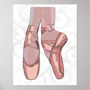 Poster Chaussures d'orteil de pantoufles de ballet