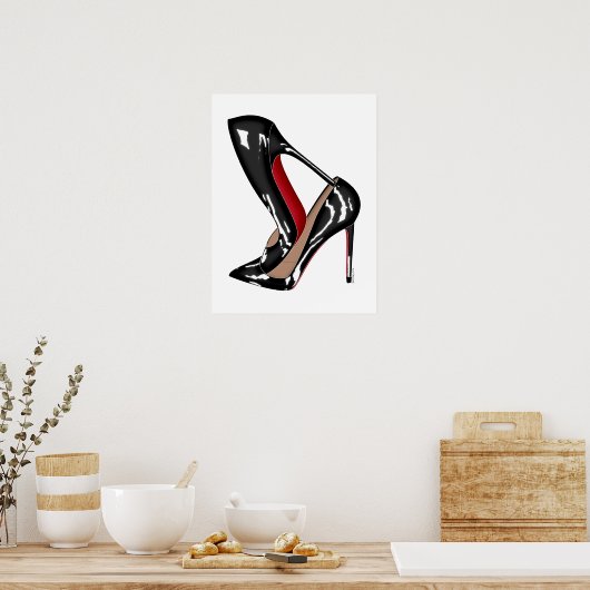 Poster Chaussures en talons rouges, talons noirs (Cuisine)
