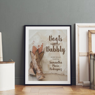 Poster Chaussures et bulles Texas Mariée en bottes Baby S