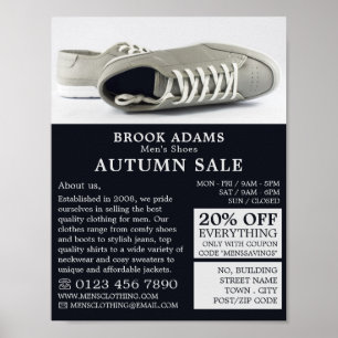Poster Chaussures gris, Vêtements pour hommes publicité