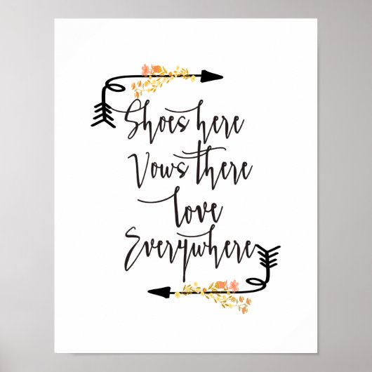 Poster Chaussures ici Aimer partout Floral Mariage Signal (Devant)