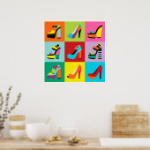 Poster Chaussures pop art coloré féminin (Cuisine)