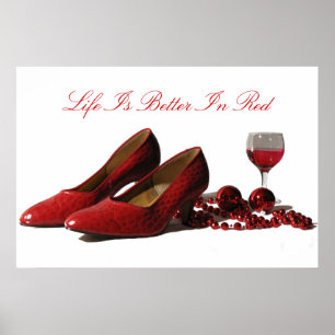 Poster Chaussures Red High Heel et vin rouge