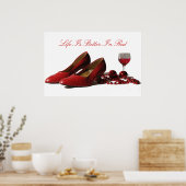 Poster Chaussures Red High Heel et vin rouge (Cuisine)