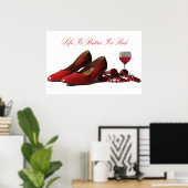 Poster Chaussures Red High Heel et vin rouge (Bureau à domicile)