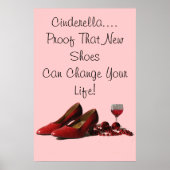 Poster Chaussures Red High Heel et vin rouge (Devant)