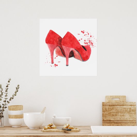 Poster Chaussures rouges style mode glamour (Cuisine)