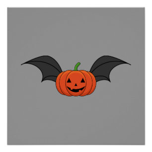 Poster Chauve-souris de citrouille d'Halloween