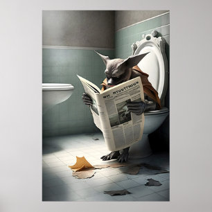 Poster Chauve-souris drôle de salle de bain lisant un jou