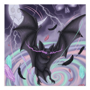 Poster Chauve-souris Mystique Goth Pastel