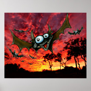 Poster Chauves-souris au coucher du soleil