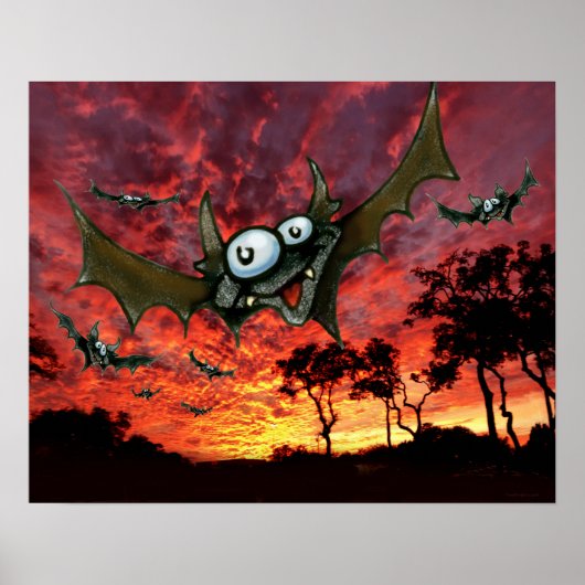 Poster Chauves-souris au coucher du soleil (Devant)