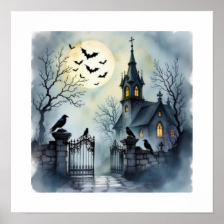 Poster Chauves-souris dans le beffroi - Corbeaux sur la g