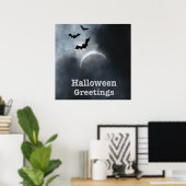 Poster Chauves-souris effrayantes d'Halloween dans l'écli (Bureau à domicile)