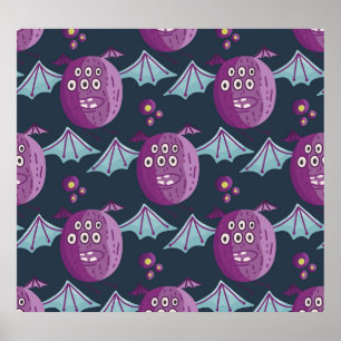 Poster Chauves-souris Monster : Cartoon Vintage