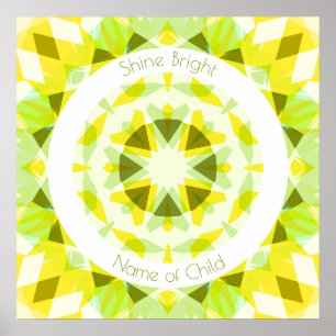 Poster Chaux jaune Vert brillant étoile brillante Décor d