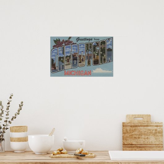 Poster Cheboygan, Michigan - Scènes de grandes lettres (Cuisine)