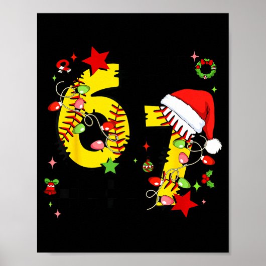 Poster Checkered 67 Softball Santa Hat Christmas Six Seve (Devant)