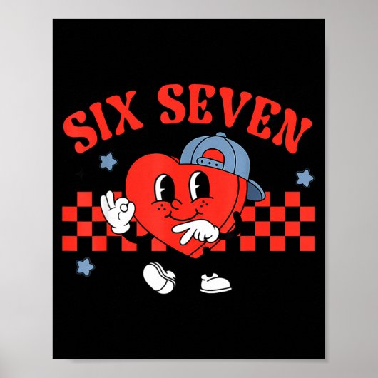 Poster Checkered Six Seven Cool Hearts 67 Valentines Day  (Devant)