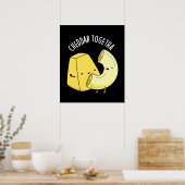 Poster Cheddar Ensemble Blague Nourriture Drôle Fond Somb (Cuisine)