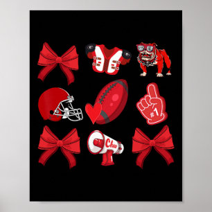 Poster Cheer Coquette Bow Football Maman Jour Jour Noël