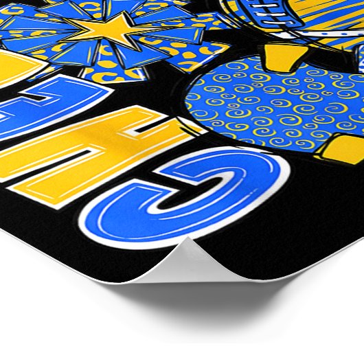 Poster Cheer Mom Blue Pom-pom girl Jour Cheer Mama Foo (Coin)