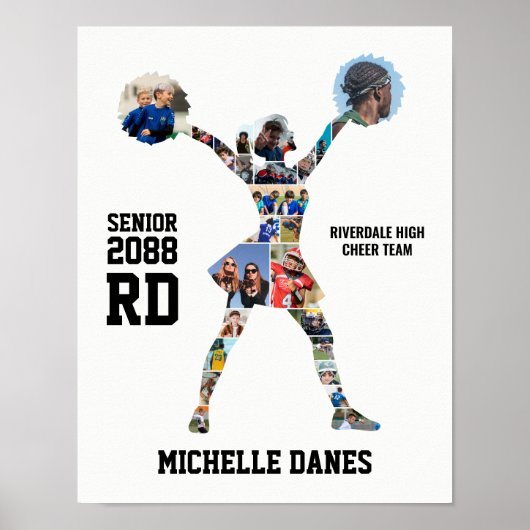 Poster Cheerleader Silhouette Cheer Team Photo Collage (Devant)