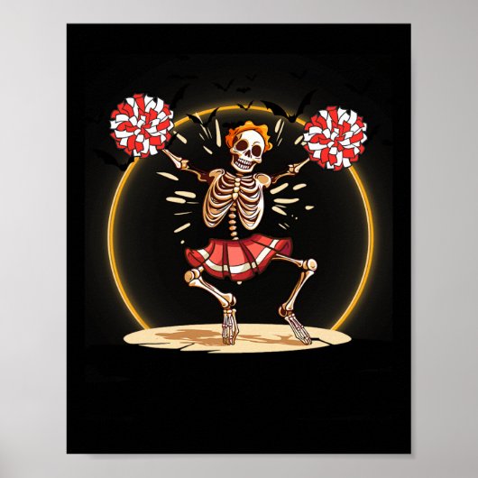 Poster Cheerleading Skeleton Halloween Cheer Skeleton Che (Devant)