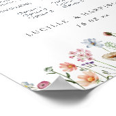 Poster Cheers Boho Colorful Wild Flowers Mariage Bar Menu (Coin)